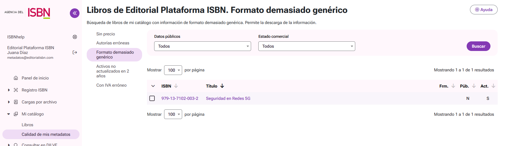 Listado de libros con formato demasiado genérico