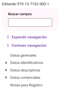 Menu de campos cerrado